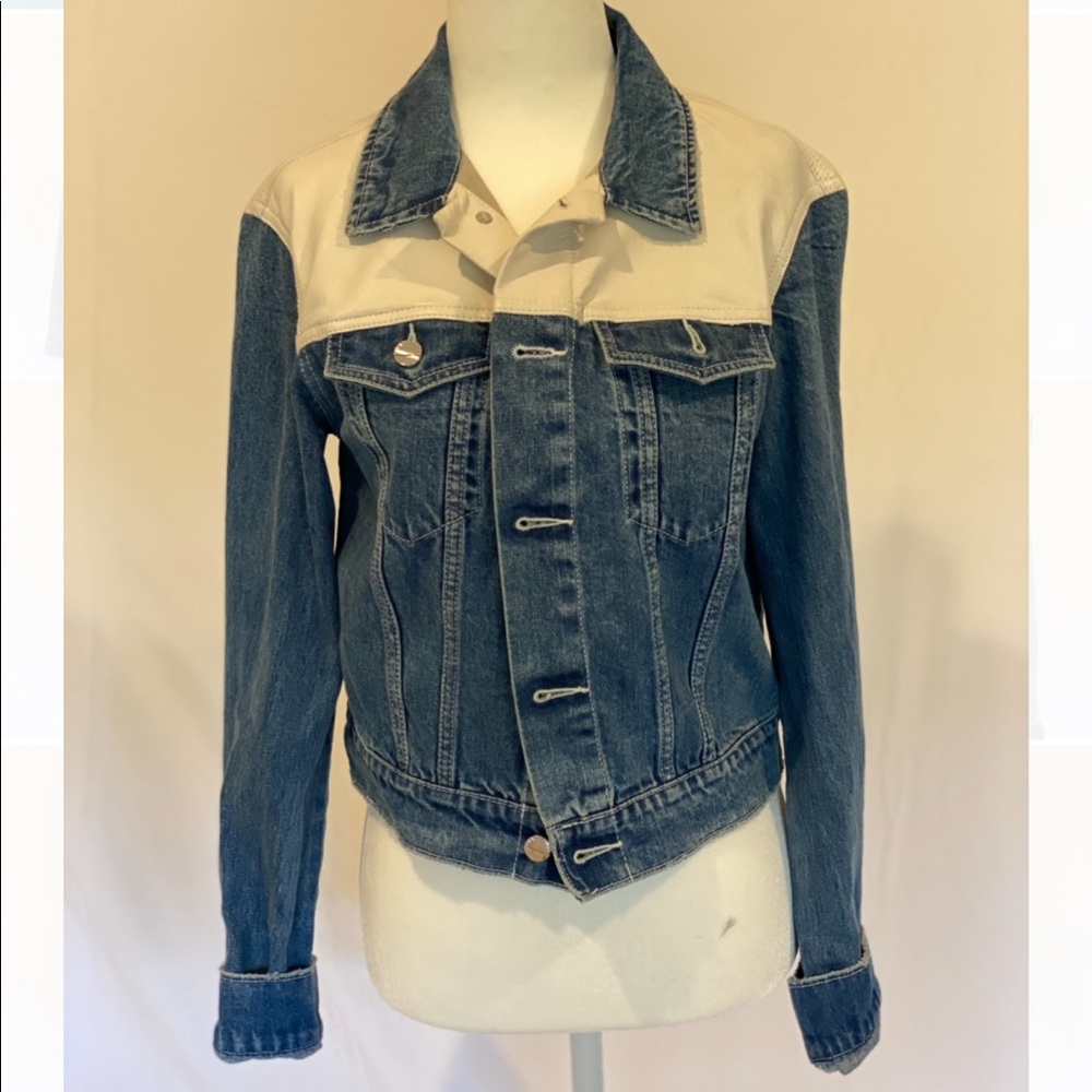 Lamarque denim and white leather jacket